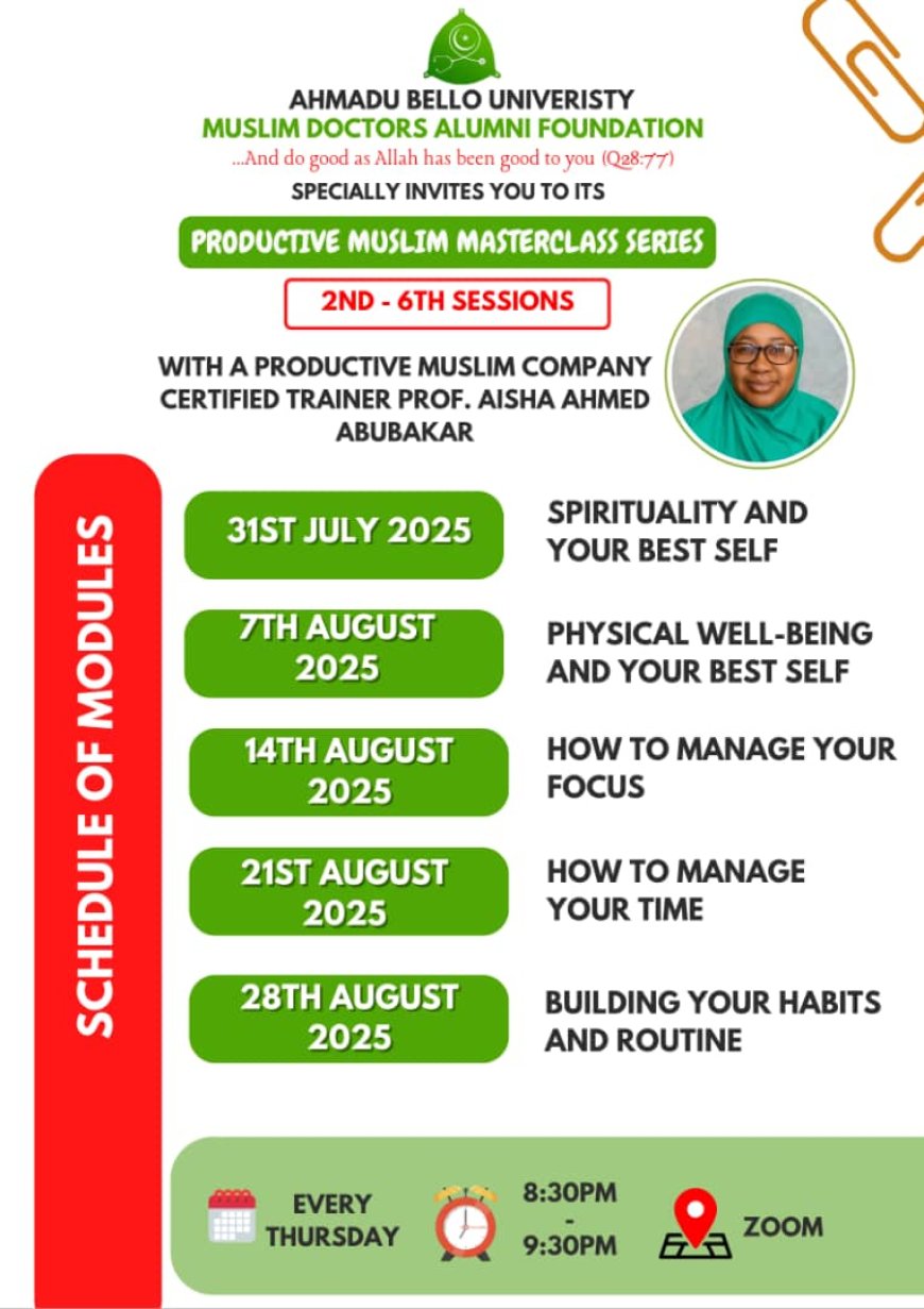 Productive Muslim Masterclass Series (2nd–6th Sessions) – Personal Development for Muslim Professionals