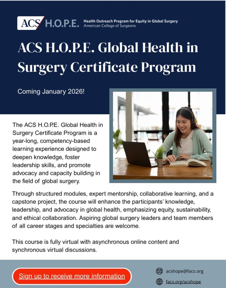 Global Health in Surgery Certificate Program – Launching January 2026