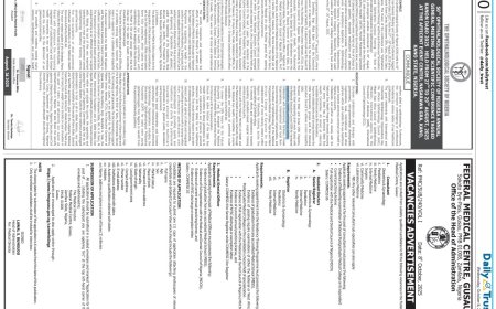 Federal Medical Centre Gusau, Zamfara State – Vacancies Advertisement (October 2025)