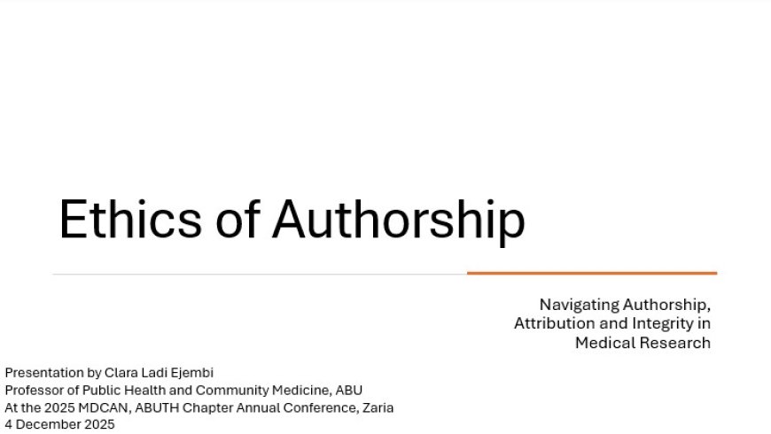 Presentation: Ethics of Authorship in Medical Research