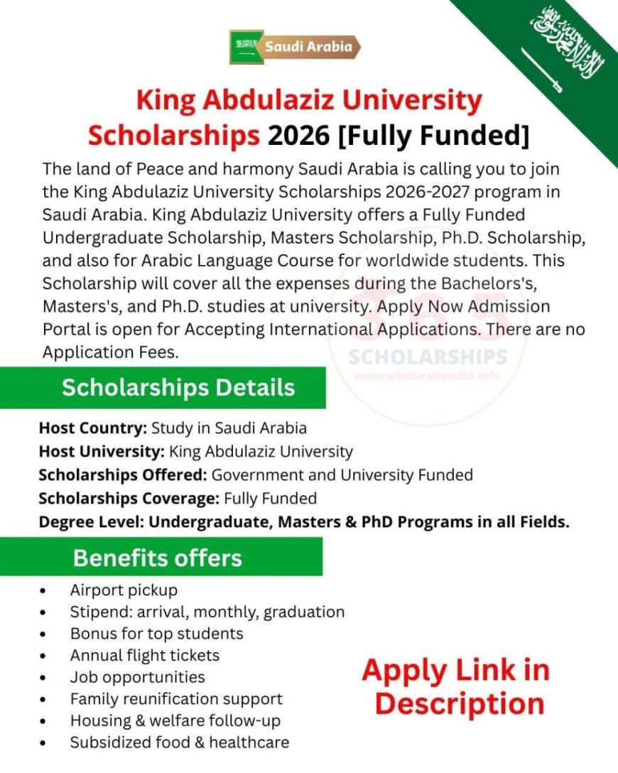 King Abdulaziz University Scholarships 2026–2027 (Fully Funded) – Saudi Arabia