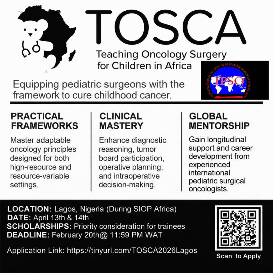 Free IPSO–TOSCA Pre-Conference Workshop for Pediatric Surgeons at SIOP Africa Congress, Lagos (2026)