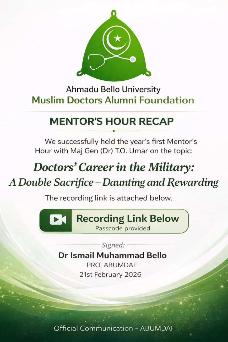 ABUMDAF Mentor’s Hour – Doctors’ Career in the Military (Recorded Session Available)