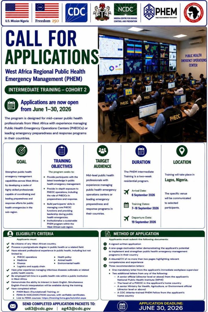 West Africa Regional Public Health Emergency Management (PHEM) Intermediate Training 2026 – Applications Open
